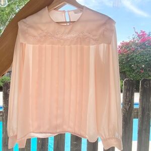 JOSEPHINE 80s Embroidered Bib-Collar‎ Blouse Flawed